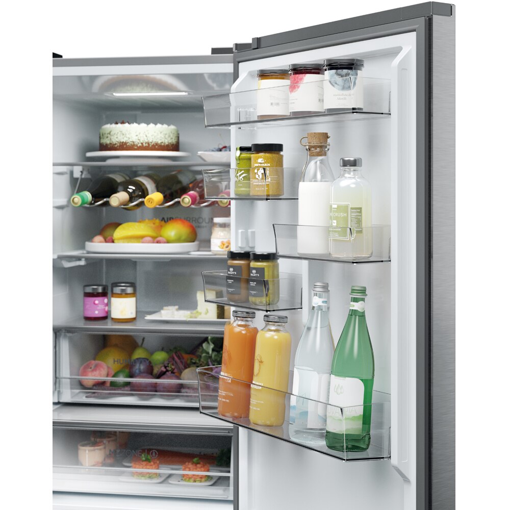 Combina frigorifica HAIER HTW5618DNMG, Total No Frost, 360 l, H 185 cm, Clasa D, Wi-Fi, inox