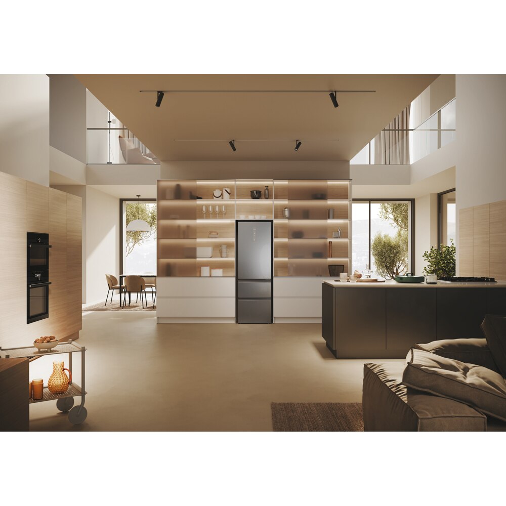 Combina frigorifica HAIER HTW5618DNMG, Total No Frost, 360 l, H 185 cm, Clasa D, Wi-Fi, inox