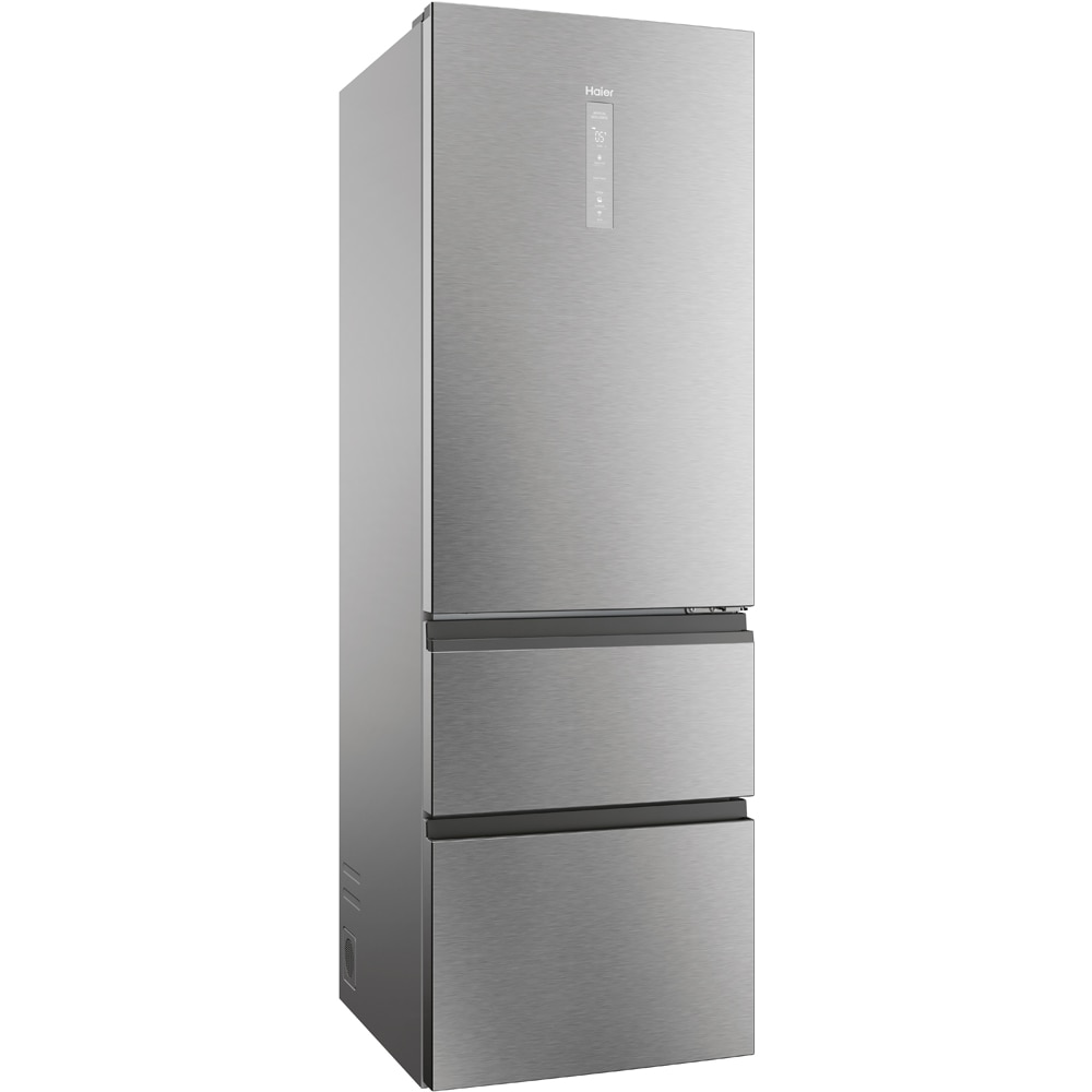 Combina frigorifica HAIER HTW5618DNMG, Total No Frost, 360 l, H 185 cm, Clasa D, Wi-Fi, inox