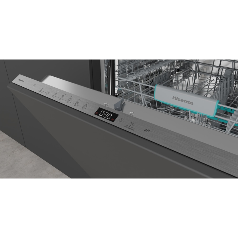 Masina de spalat vase incorporabila HISENSE HV642C65, 14 seturi, 6 programe, 60 cm, Clasa C, panou comanda argintiu
