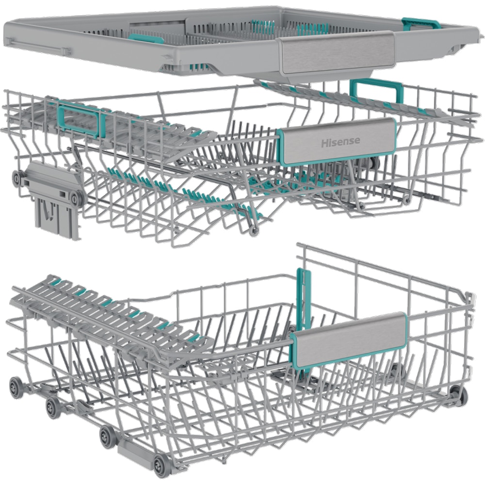 Masina de spalat vase incorporabila HISENSE HV693A65AD, 16 seturi, 7 programe, 60 cm, Clasa A, Wi-Fi, panou comanda argintiu