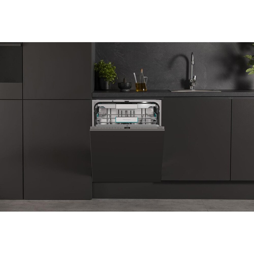 Masina de spalat vase incorporabila HISENSE HV693A65AD, 16 seturi, 7 programe, 60 cm, Clasa A, Wi-Fi, panou comanda argintiu
