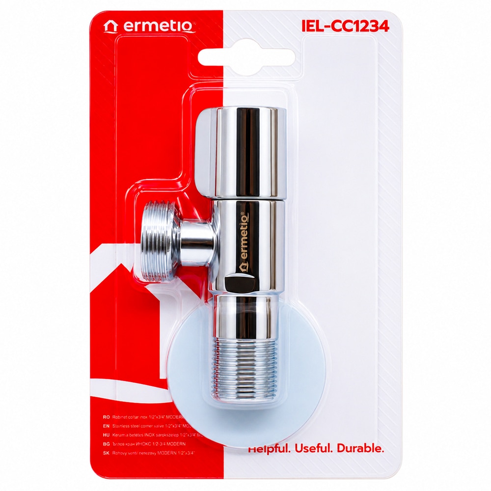 Robinet coltar EVERLINE IEL-CC1234, 1/2" x 3.4", inox, argintiu