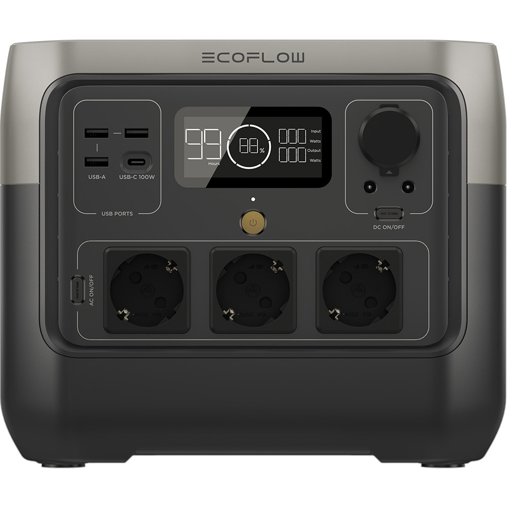 Statie Incarcare ECOFLOW River 2 Pro, 768Wh, 800W, USB A, USB C, Schuko, negru