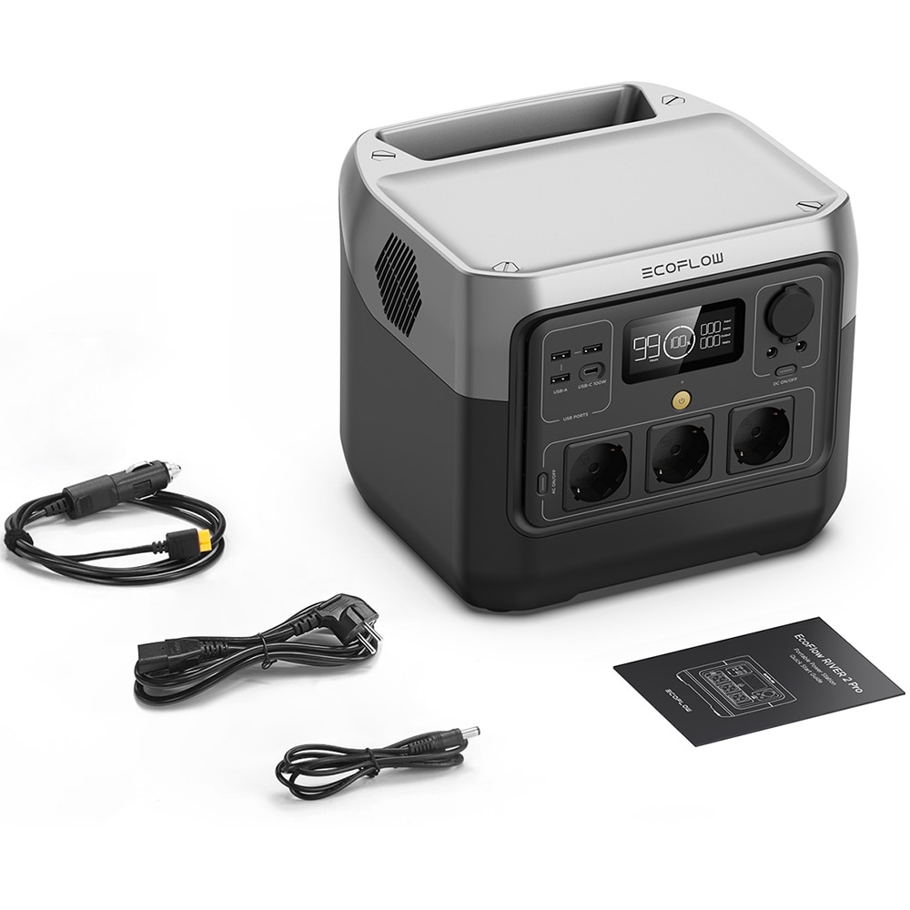 Statie Incarcare ECOFLOW River 2 Pro, 768Wh, 800W, USB A, USB C, Schuko, negru