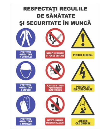 Indicator "Reguli de sanatate si securitate in munca, 55x75 cm