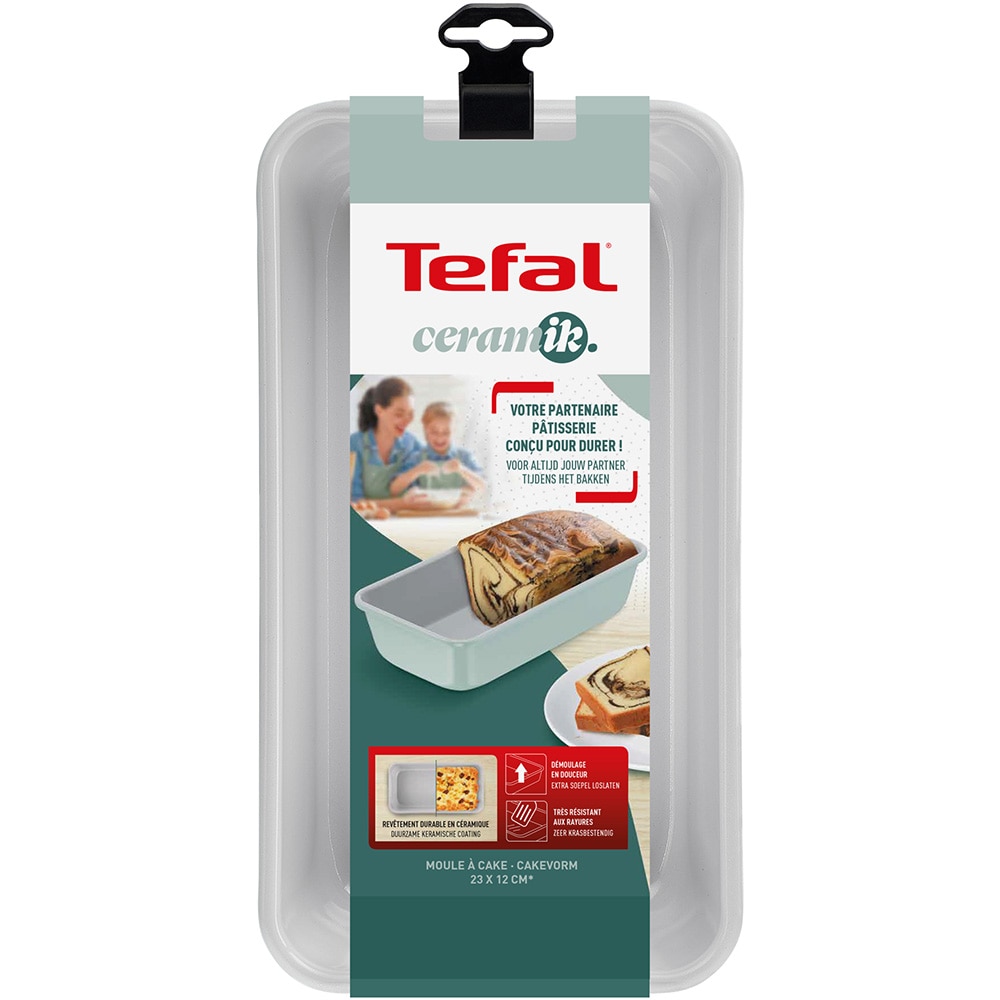 Tava de copt TEFAL Ceramik J1755904, 23x12cm, otel, verde