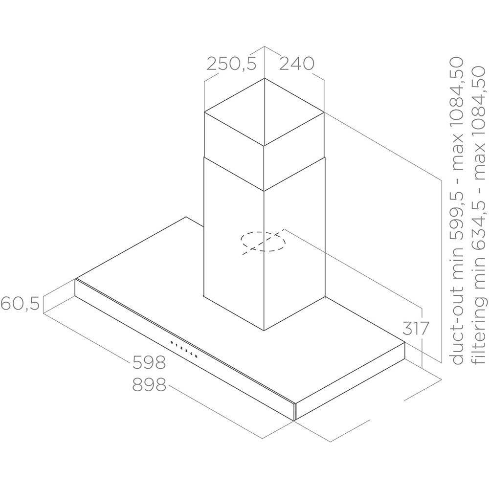 Hota decorativa ELICA Joy BLIX/A/60, 1 motor, 1000 m3/h, L 60 cm, negru-inox