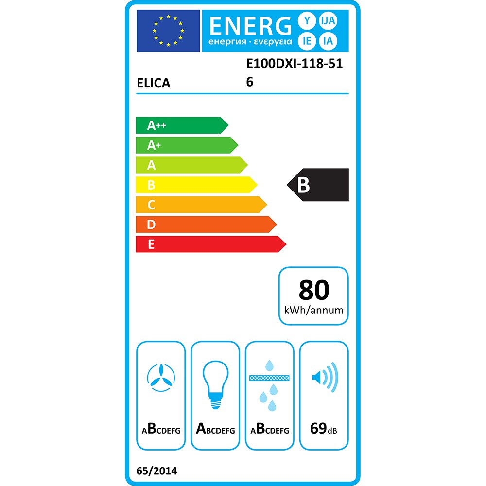 Hota decorativa ELICA Joy BLIX/A/60, 1 motor, 1000 m3/h, L 60 cm, negru-inox