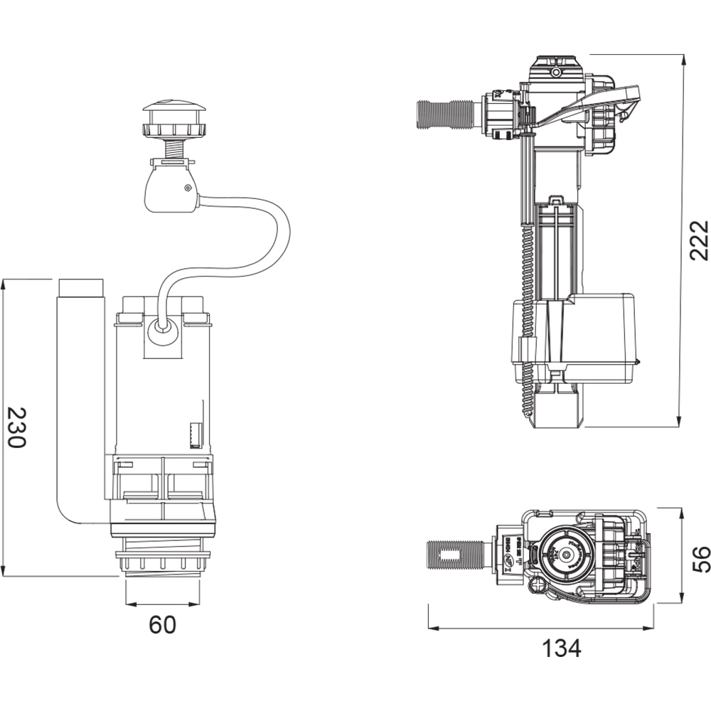 Set mecanism rezervor FLUIDMASTER K-747E-035-P10, valva de umplere 747, valva de spalare 550