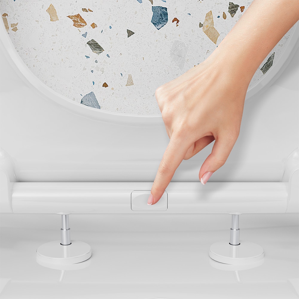 Capac WC GOODHOME Diani K03TRZ, inchidere lenta, duroplast, terrazzo