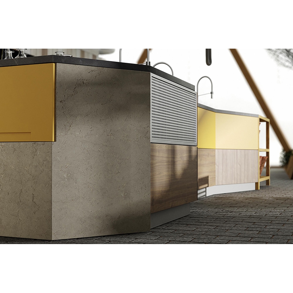 Blat bucatarie Kronospan Black Concrete 205 RS, PAL, 60 x 304 cm, gri antracit