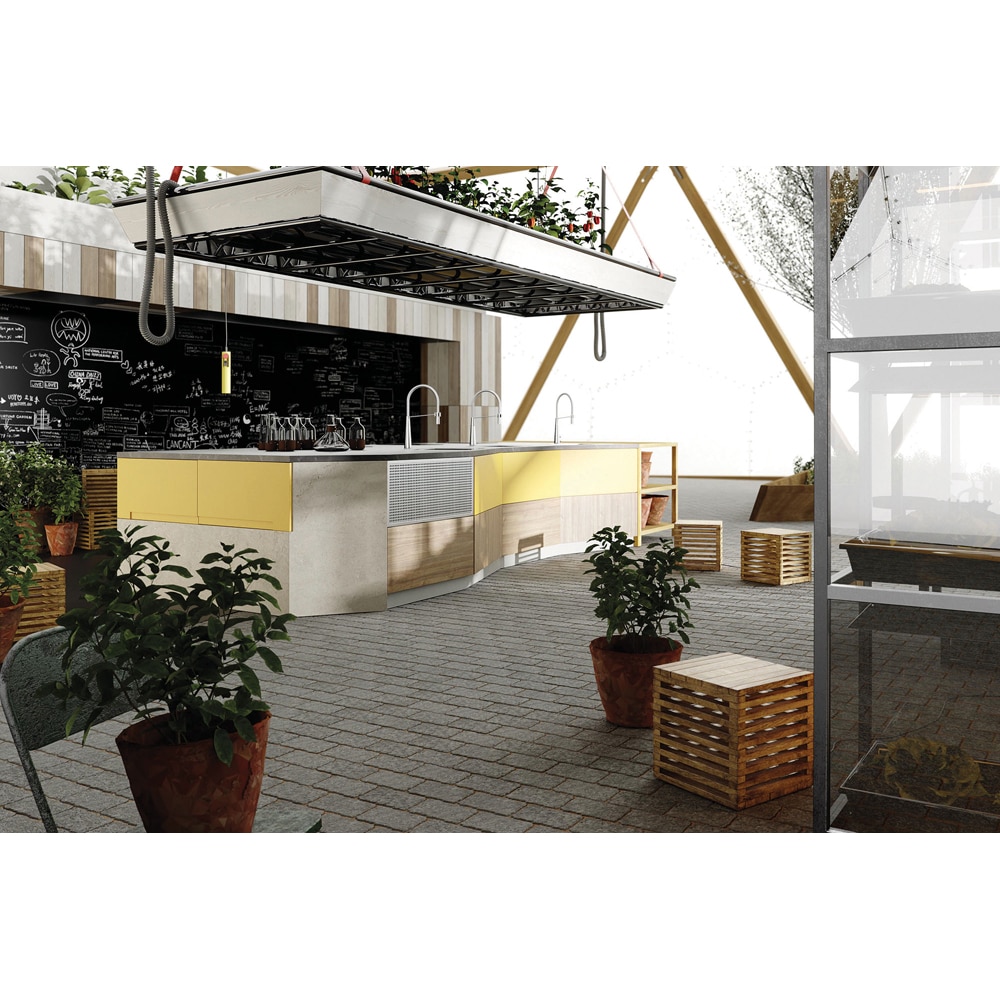 Blat bucatarie Kronospan Black Concrete 205 RS, PAL, 60 x 304 cm, gri antracit