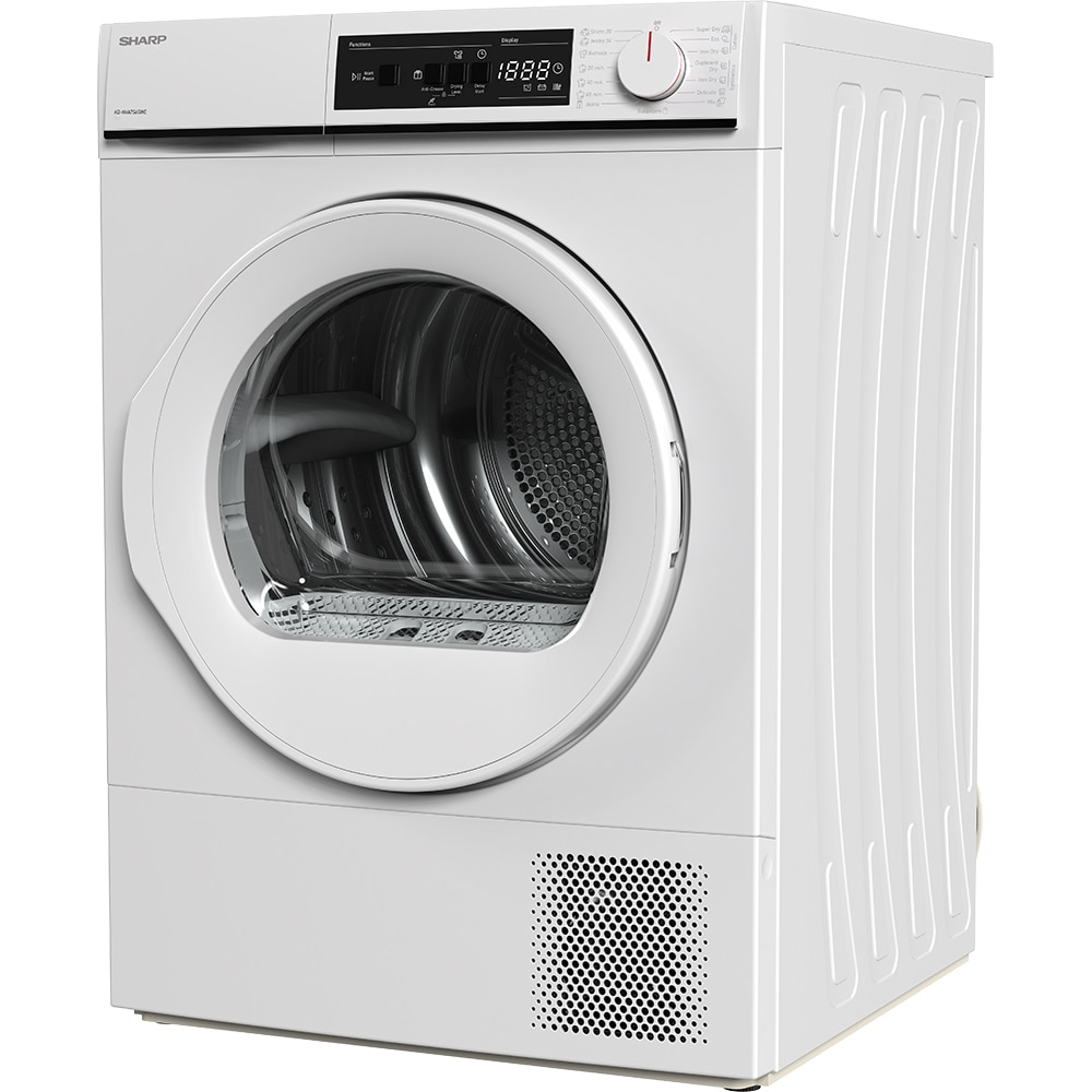 Uscator de rufe SHARP KD-NHA7S6GWE-EE, Pompa de caldura, 7 kg, 15 programe, Clasa E, alb