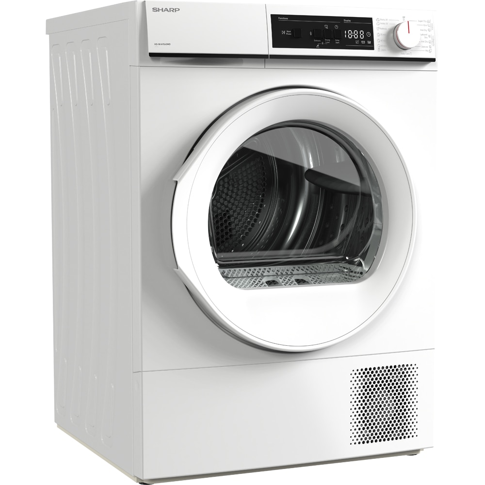 Uscator de rufe SHARP KD-NHA9S6GWD-EE, Pompa de caldura, 9 kg, 15 programe, Clasa D, alb