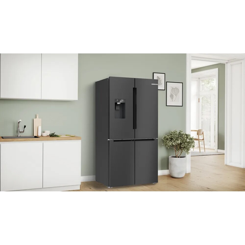 Side by Side BOSCH KFI96AXEA, Total No Frost, 574 l, H 183 cm, Clasa E, Dozator apa, dark inox