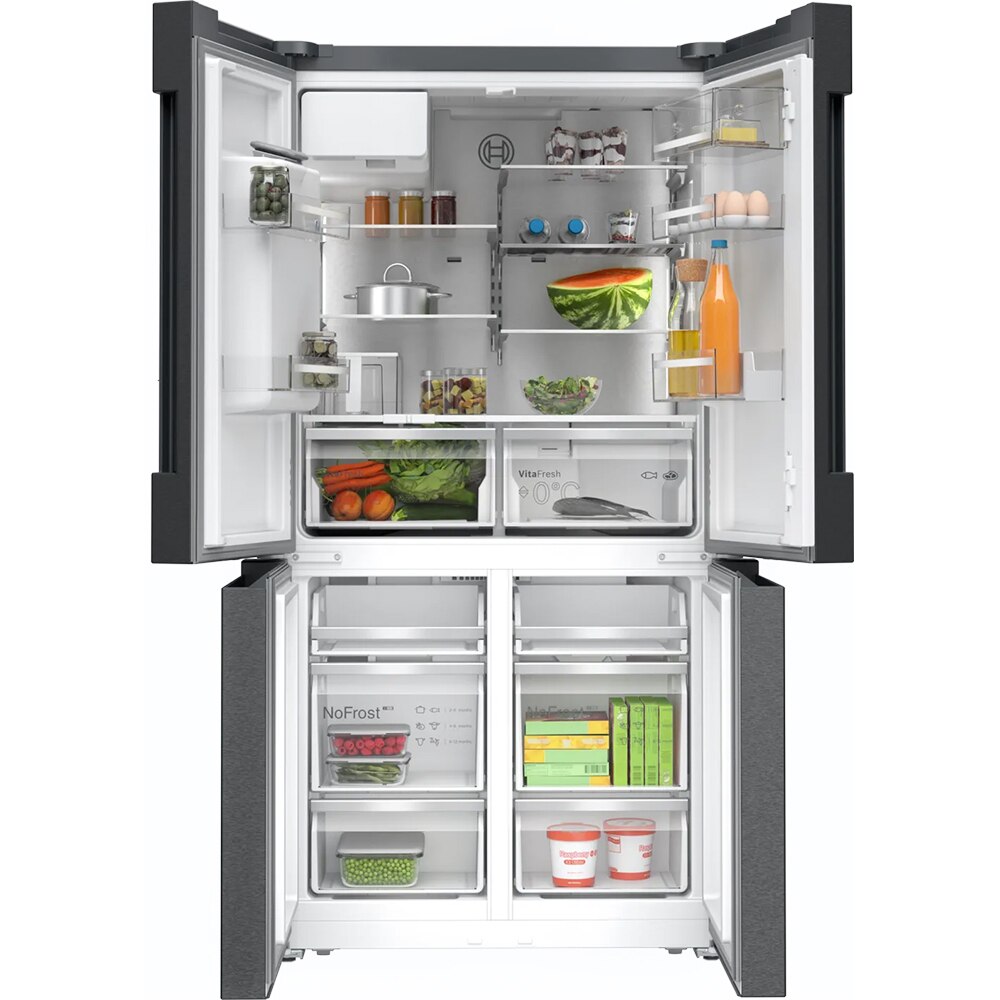 Side by Side BOSCH KFI96AXEA, Total No Frost, 574 l, H 183 cm, Clasa E, Dozator apa, dark inox