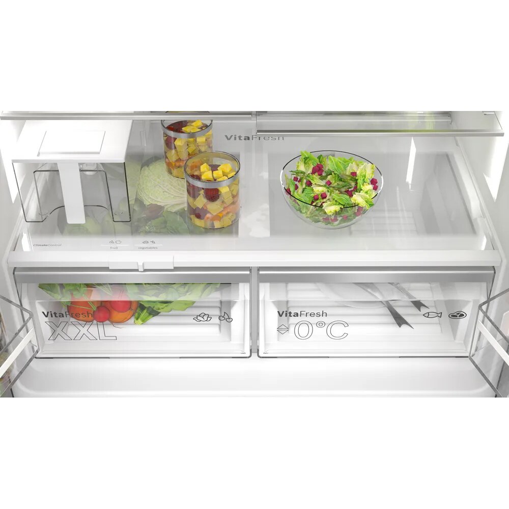 Side by Side BOSCH KFI96AXEA, Total No Frost, 574 l, H 183 cm, Clasa E, Dozator apa, dark inox