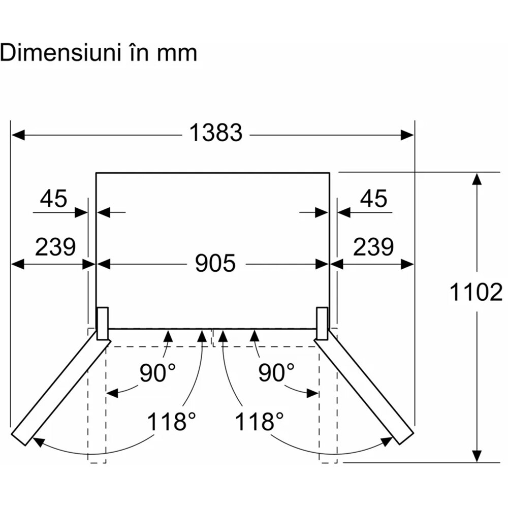 Side by Side BOSCH KFI96AXEA, Total No Frost, 574 l, H 183 cm, Clasa E, Dozator apa, dark inox