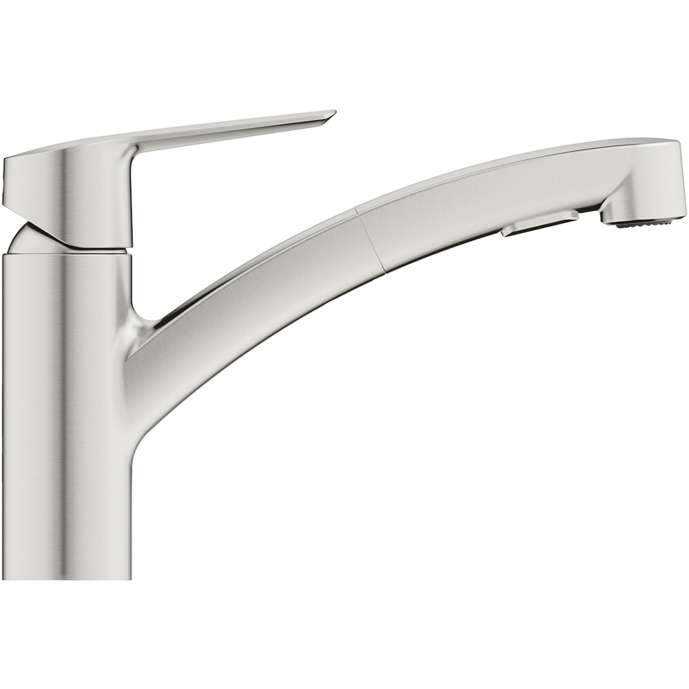 Baterie bucatarie GROHE Start 30307DC1, pipa joasa, dus extractibil, alama, crom