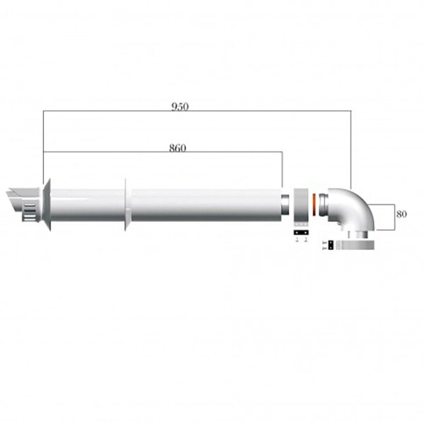 Kit de evacuare gaze arse Ariston 60/100, orizontal