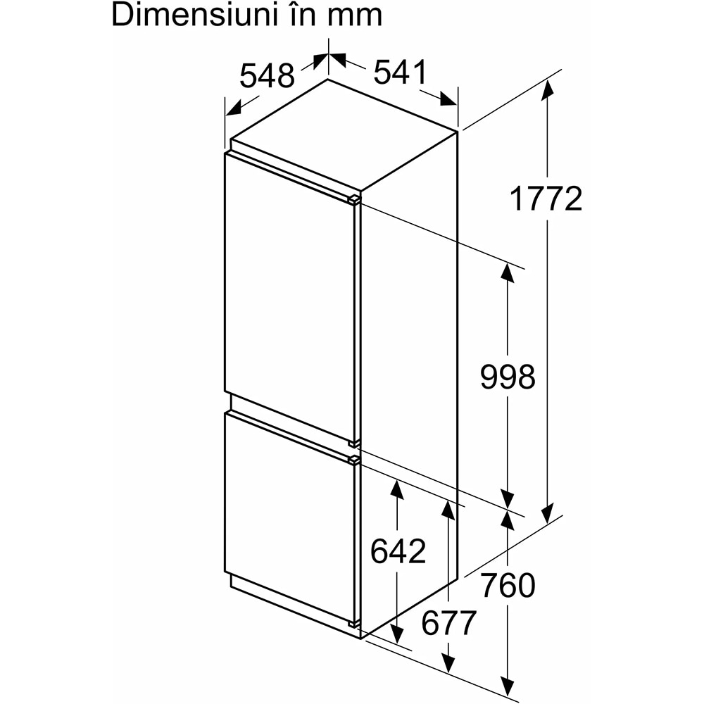 Combina frigorifica incorporabila BOSCH KIV86VSE0, LowFrost, 267 l, H 177.2 cm, Clasa E