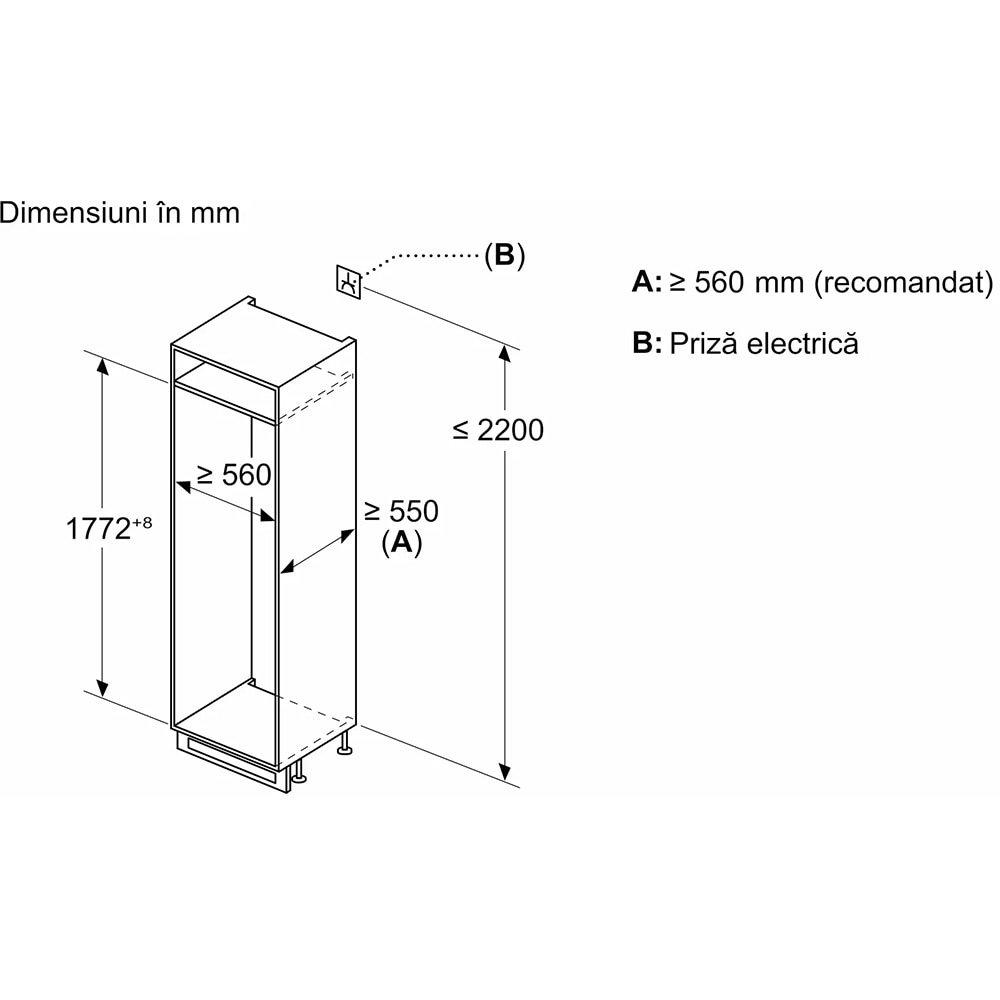 Combina frigorifica incorporabila BOSCH KIV86VSE0, LowFrost, 267 l, H 177.2 cm, Clasa E