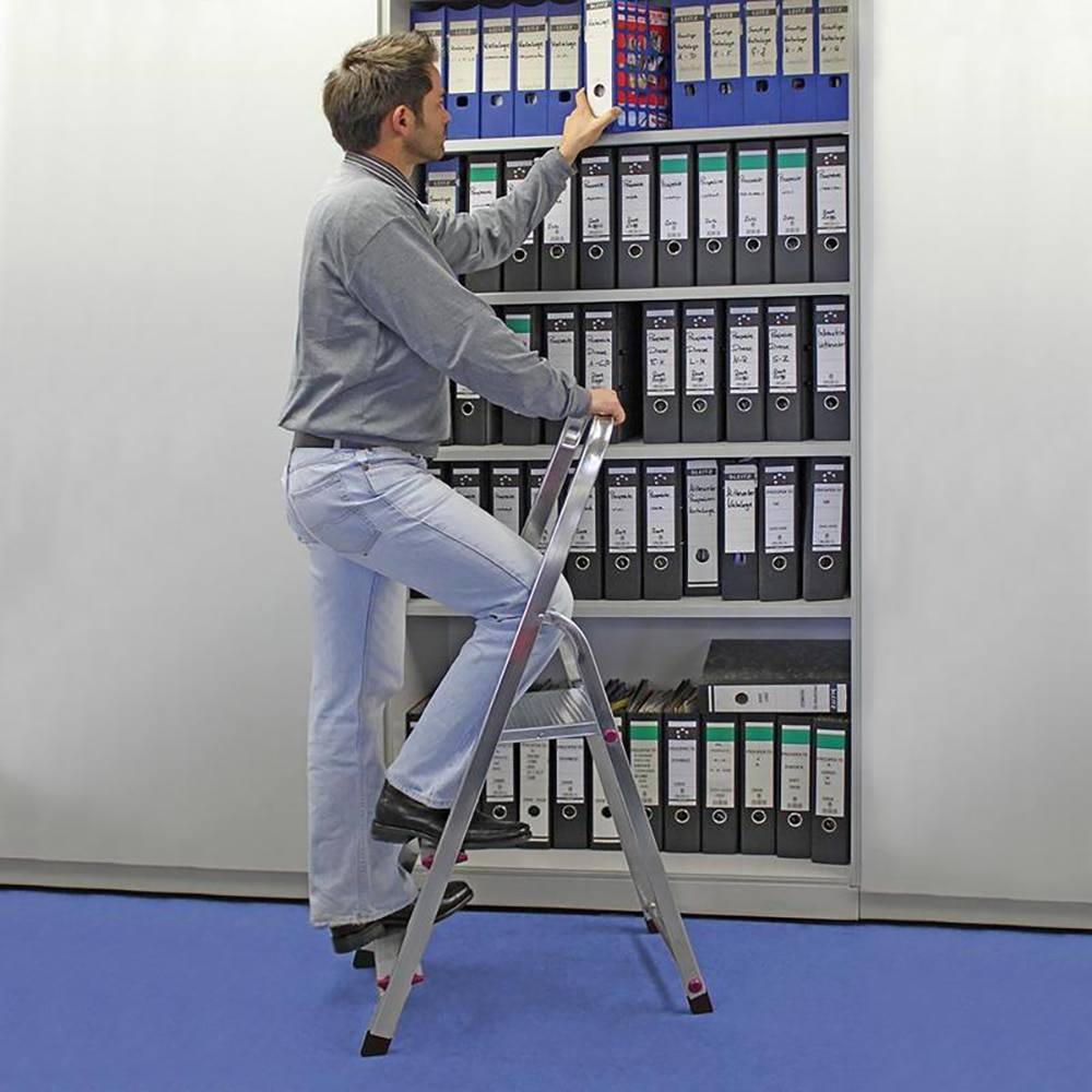 Scara cu platforma KRAUSE Corda, 3 trepte, 2.5 m, aluminiu