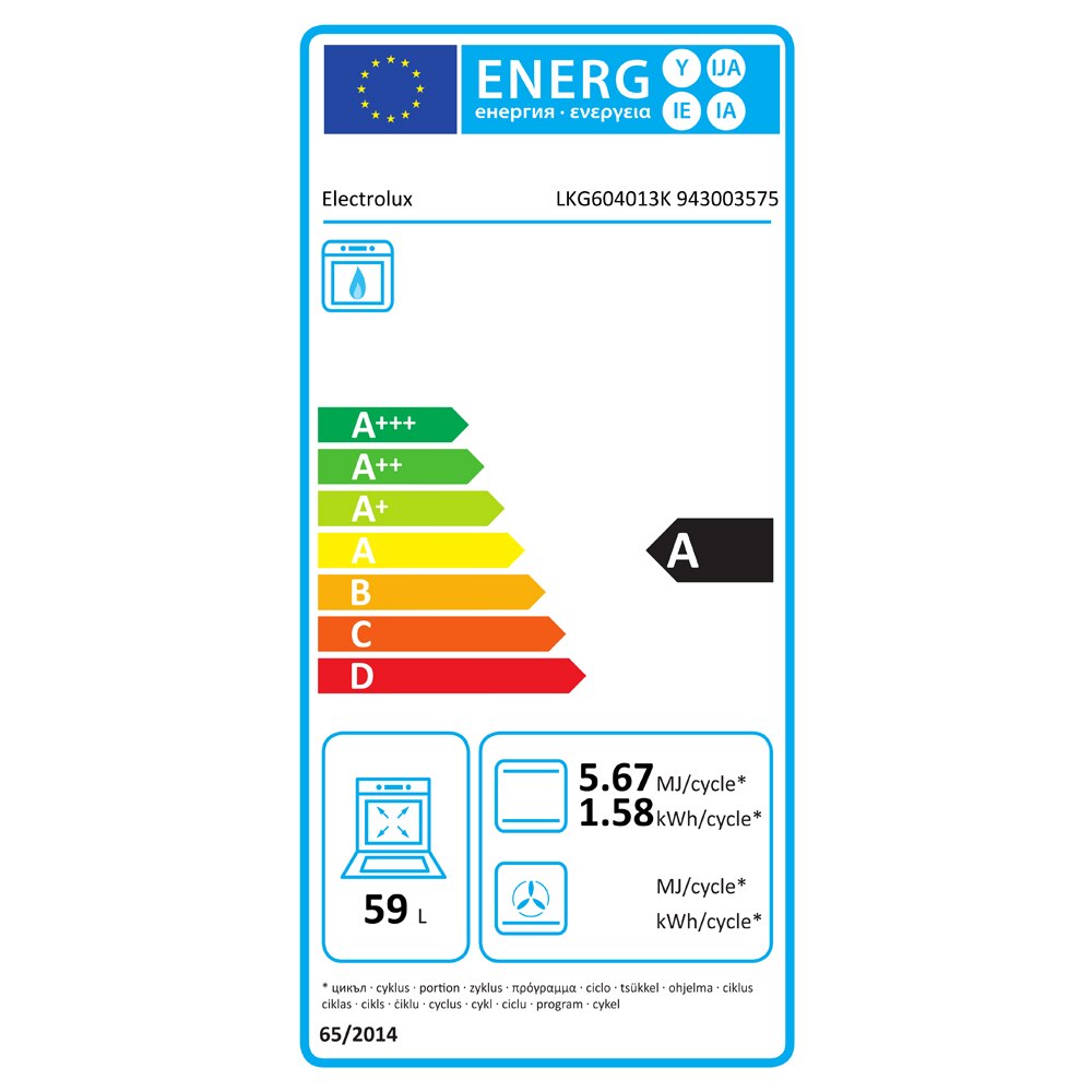 Aragaz ELECTROLUX LKG604013K, 4 arzatoare, Gaz, L 60 cm, Grill, Rotisor, negru