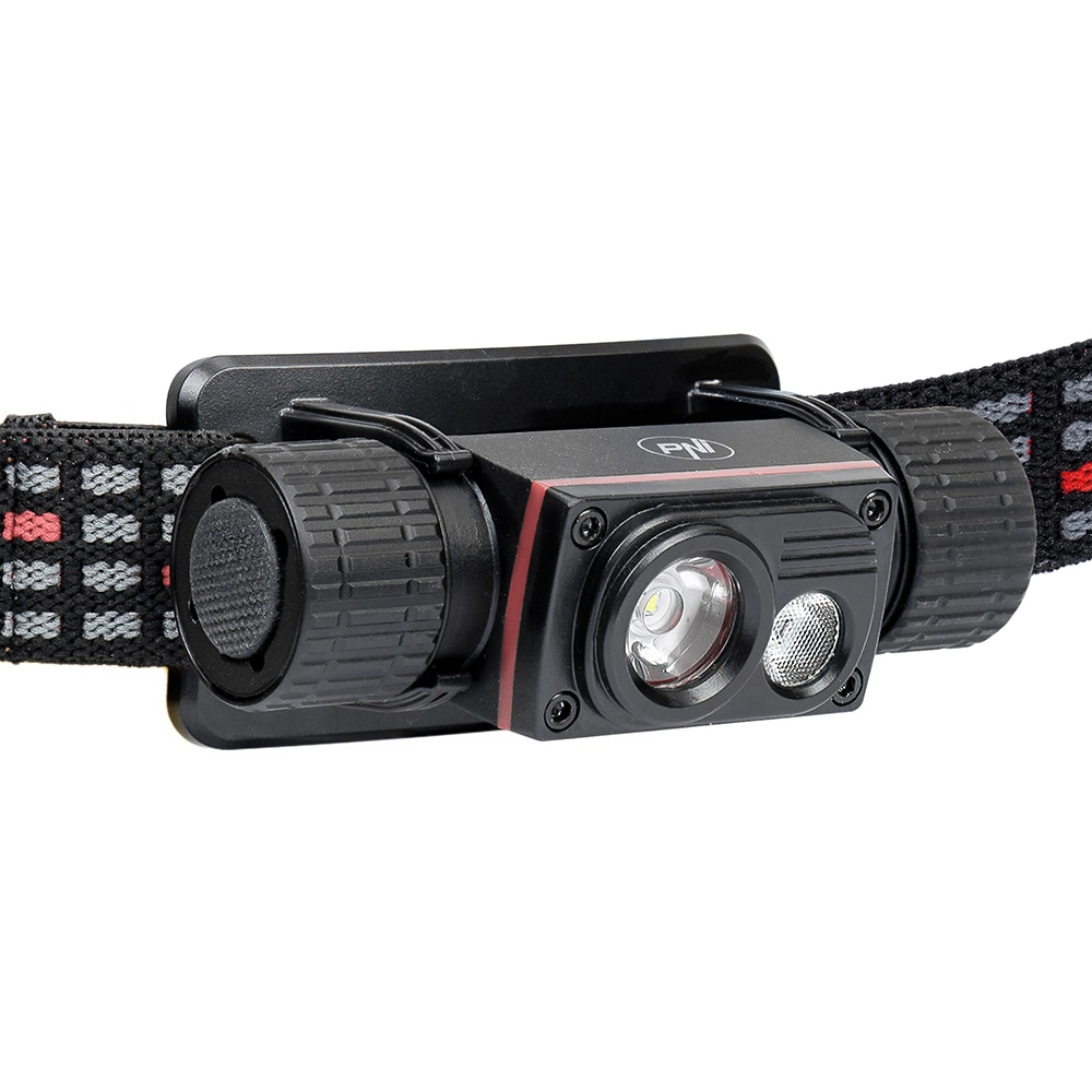 Lanterna LED frontala PNI Adventure F80 Dual Led, 1000lm, IP68, Acumulator 2200mAh, negru