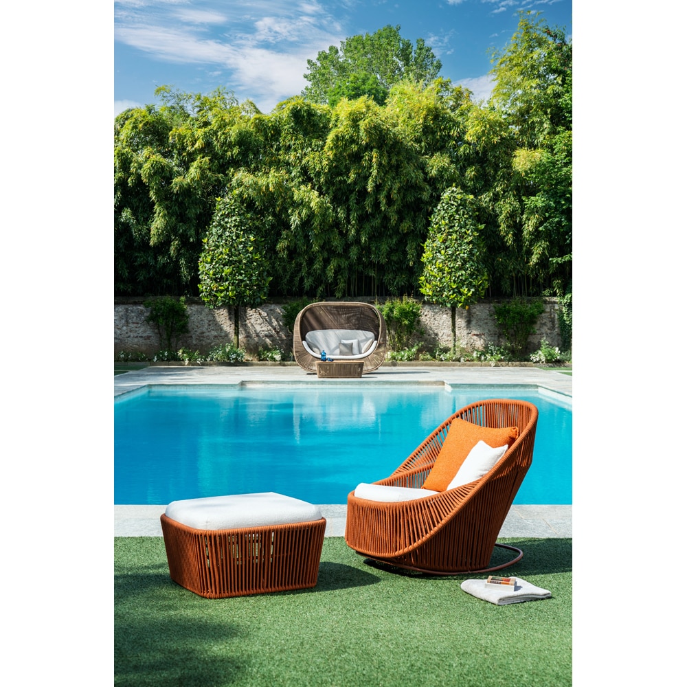 Sezlong terasa LIVINTWIST Belvedere, 106.3 x 104.4 x 111 cm, camel dark