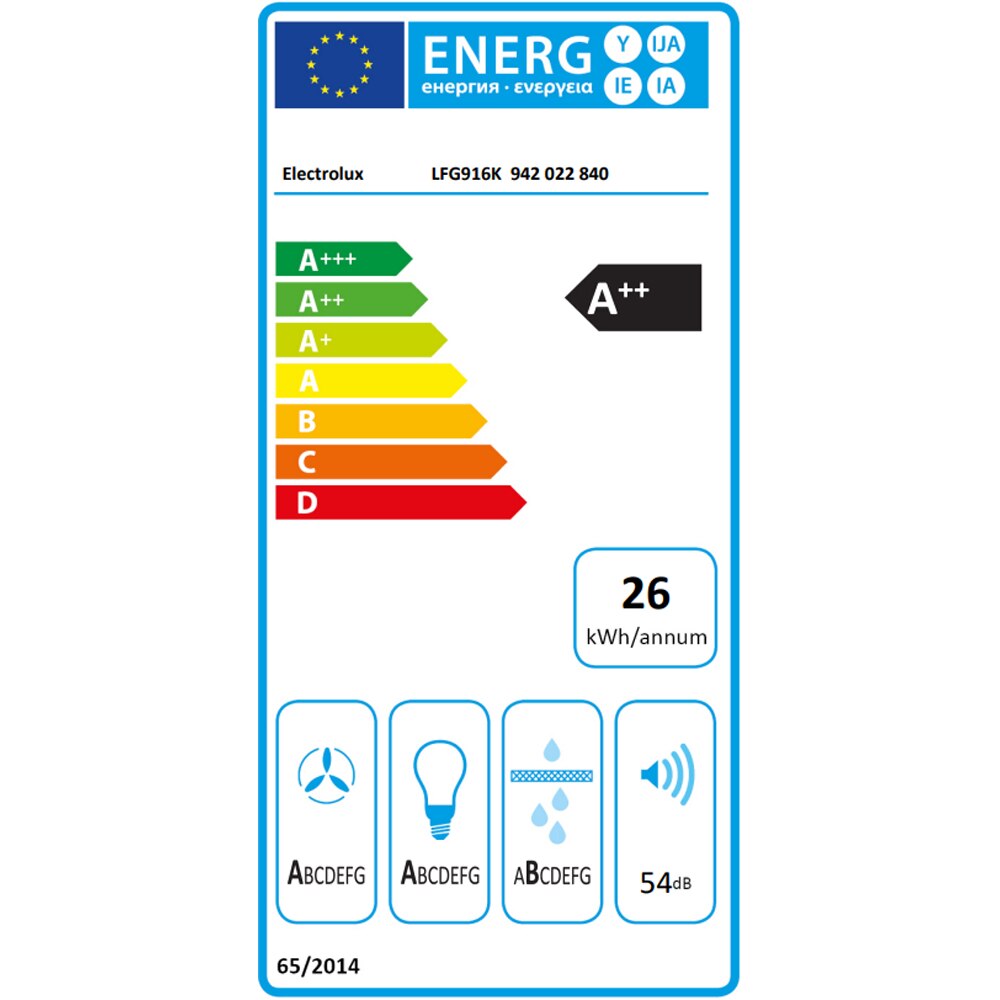 Hota incorporabila ELECTROLUX LFG916K, 1 motor, 680 m3/h, L 54 cm, negru