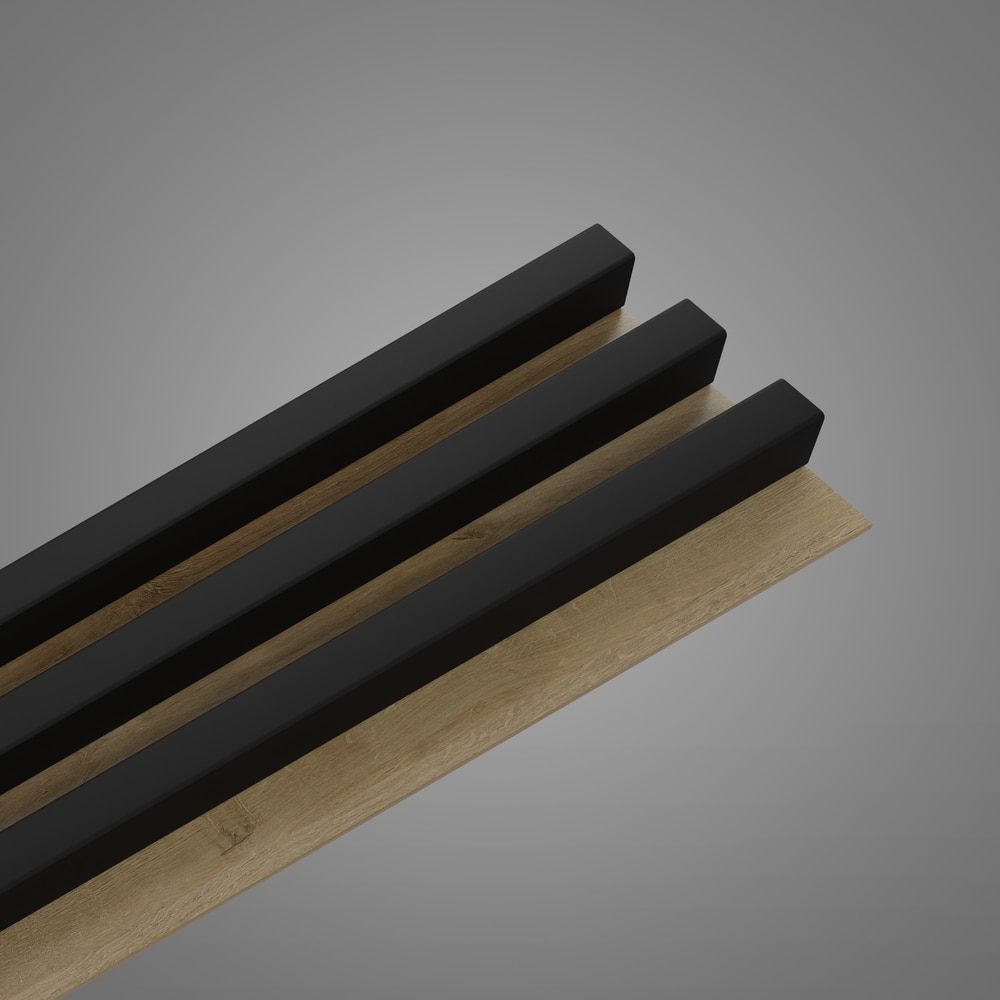 Panou riflaj decorativ, 265 x 15 x 3 cm, MDF, slim negru stejar  Linea