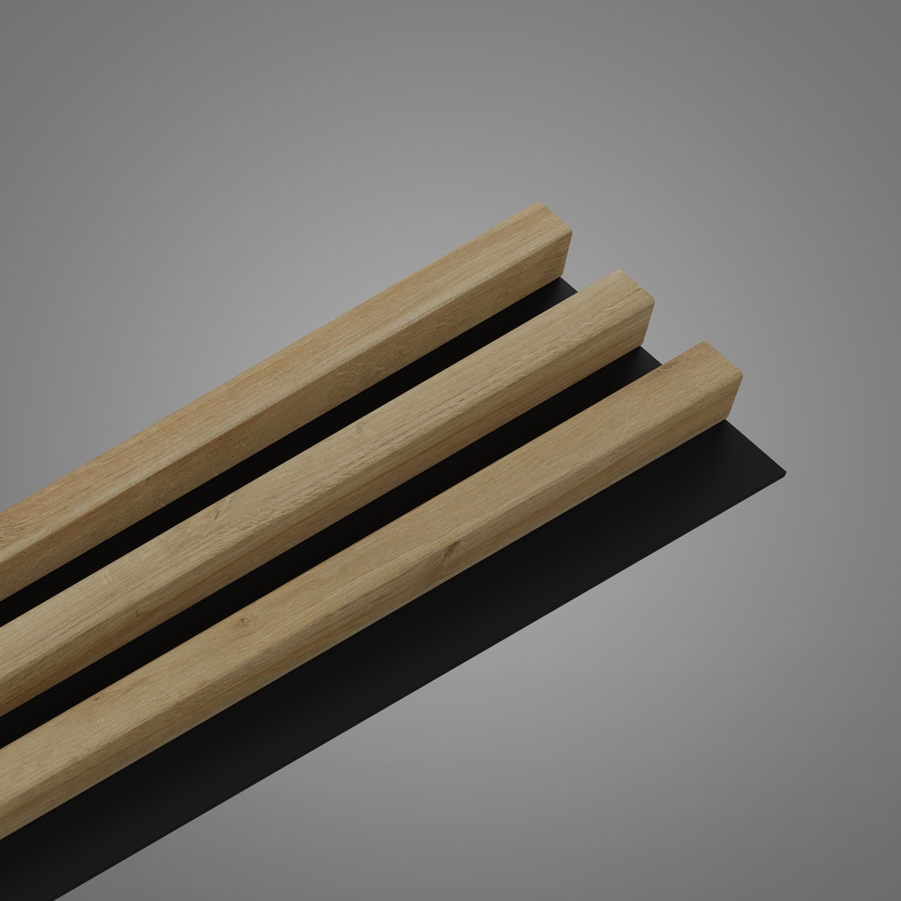 Panou riflaj decorativ, 265 x 15 x 3 cm, MDF, slim stejar negru  Linea