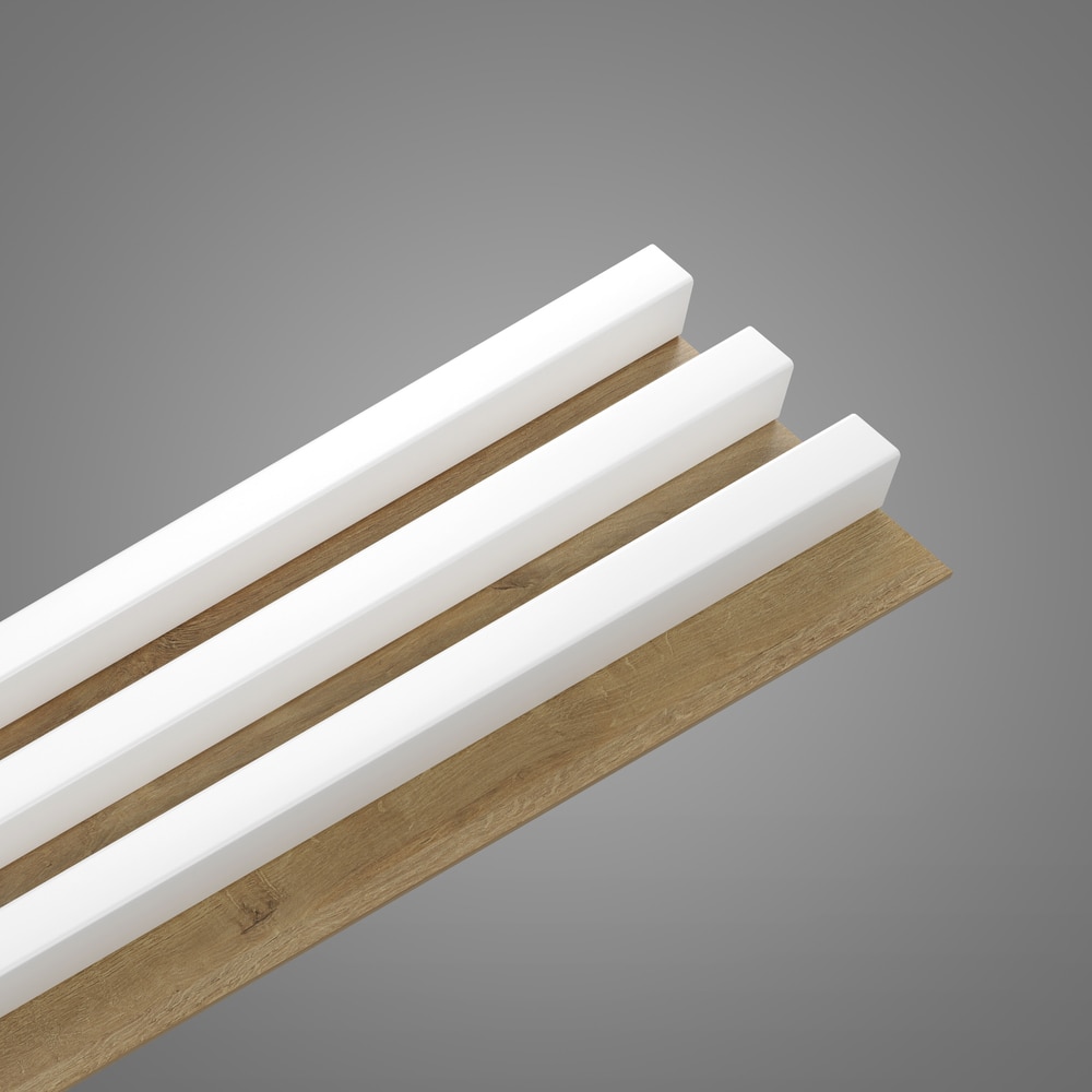 Panou riflaj decorativ, 265 x 15 x 3 cm, MDF, slim alb stejar  Linea