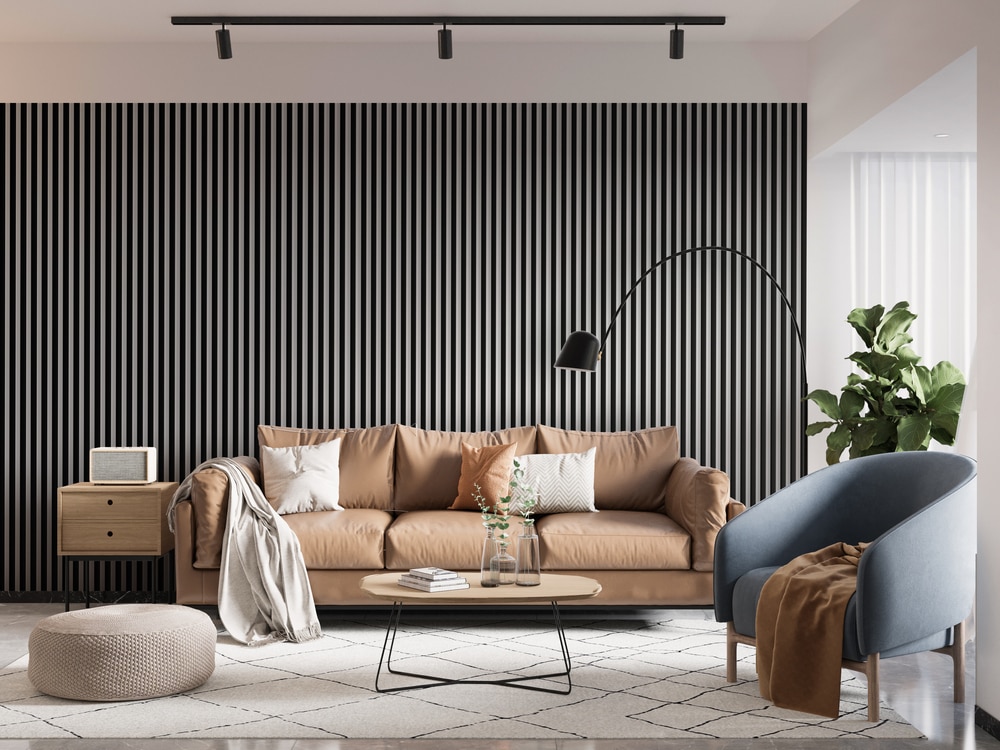 Panou riflaj decorativ, 265 x 15 x 3 cm, MDF, slim stejar negru  Linea