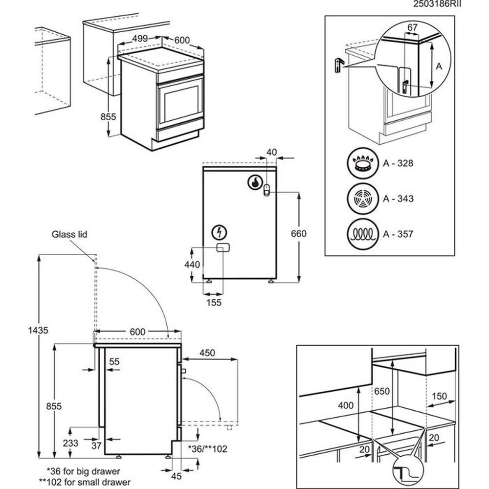 Aragaz ELECTROLUX LKK520022K, 4 arzatoare, Gaz + Electric, L 50 cm, Grill, negru