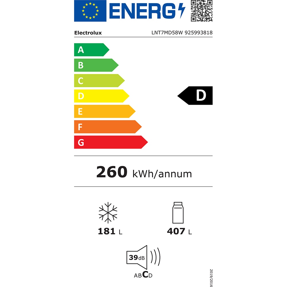Combina frigorifica ELECTROLUX LNT7MD58W, No Frost, 588 l, H 186 cm, Clasa D, alb