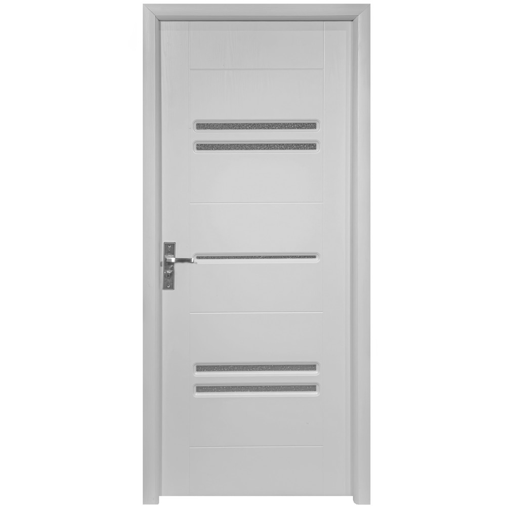 Usa interior M108, cu geam, reversibila, MDF, 80 x 204 cm, alb