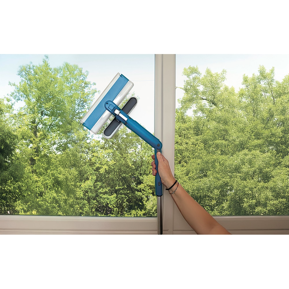 Sistem de curatat geamuri 3 in 1 MEDIASHOP Livington Window Buddy, maner telescopic, 97-130 cm, albastru