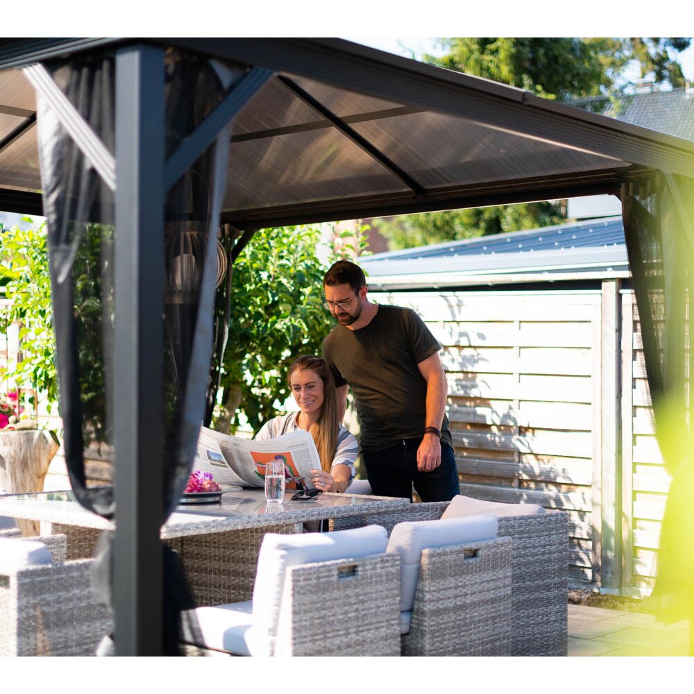 Pavilion terasa Verona, aluminiu, 298 x 260 x 298 cm, antracit