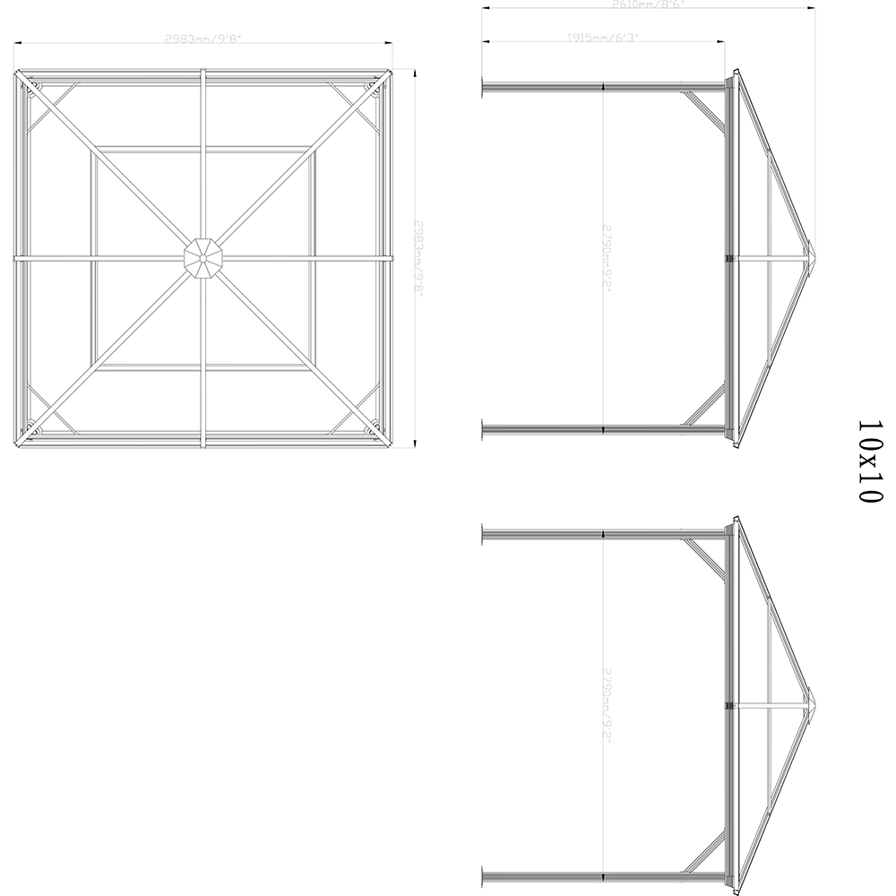 Pavilion terasa Verona, aluminiu, 298 x 260 x 298 cm, antracit