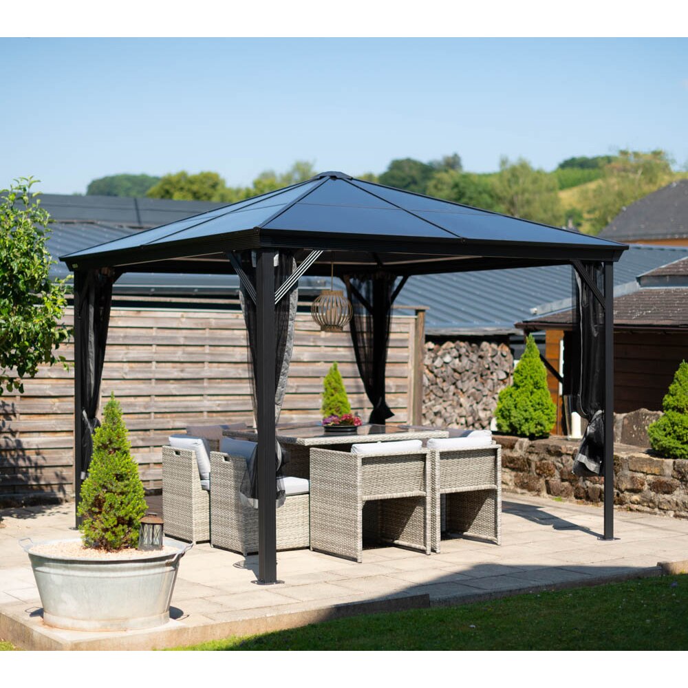 Pavilion terasa Verona, aluminiu, 298 x 260 x 298 cm, antracit