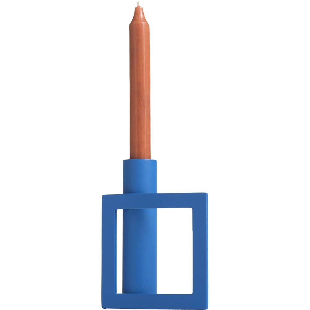 Suport lumanare Morf Square, 13.8 x 4 x 15.2 cm, albastru