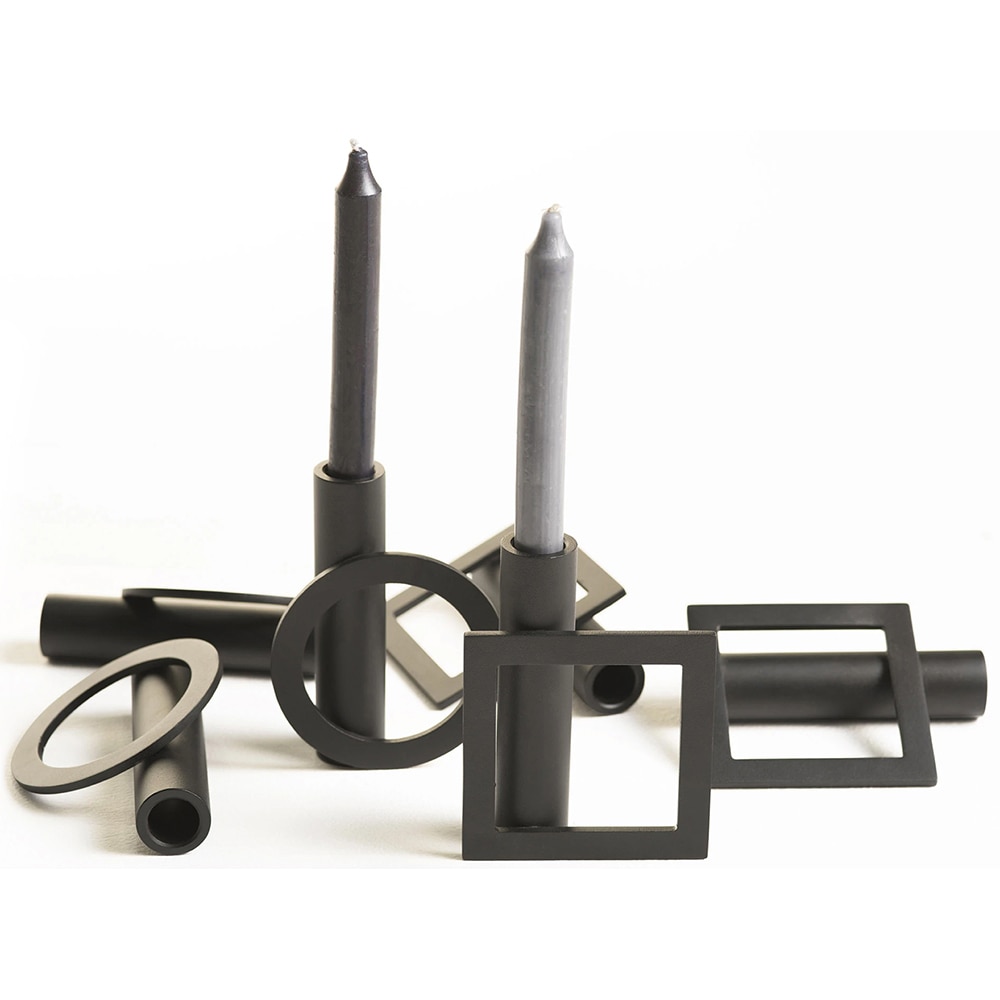 Suport lumanare Morf Square 13.8 x 4 x 15.2 cm, negru