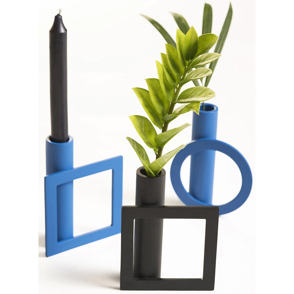 Suport lumanare Morf Square 13.8 x 4 x 15.2 cm, negru