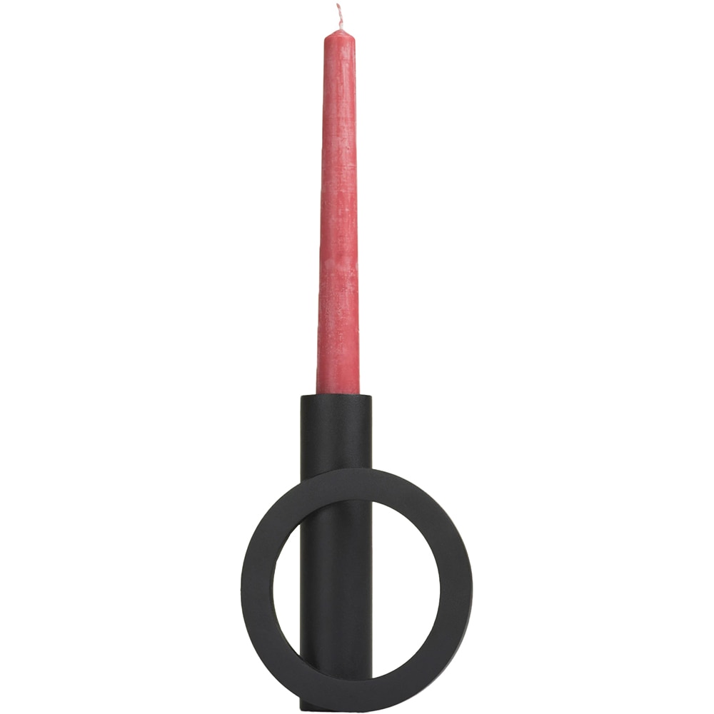 Suport lumanare Morf Circle, 13.8 x 4 x 15.2 cm, negru