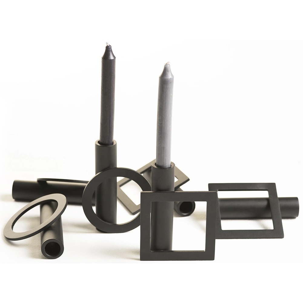 Suport lumanare Morf Circle, 13.8 x 4 x 15.2 cm, negru