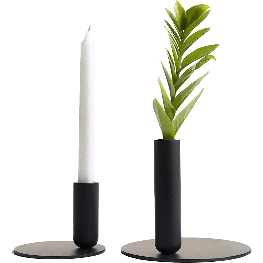 Suport lumanare Creo Tall, 17.7 x 15.2 cm, negru