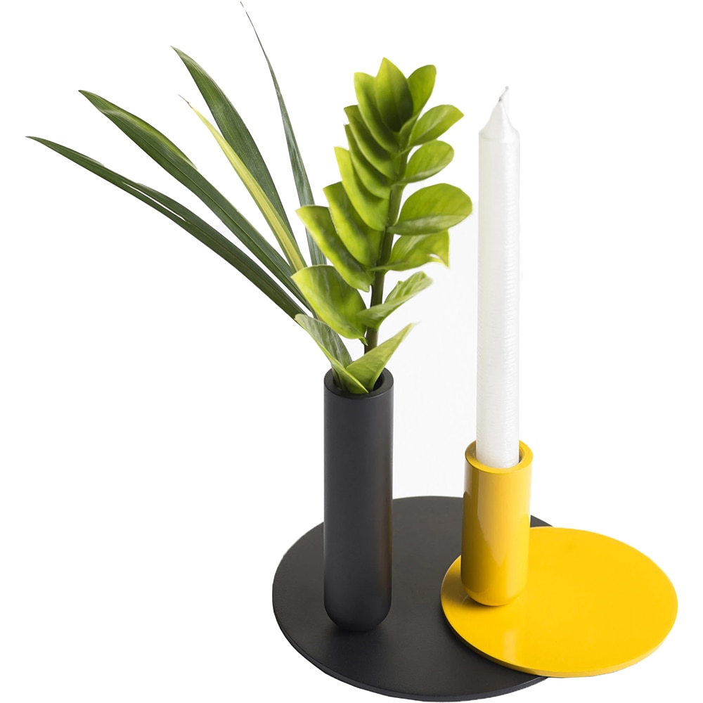 Suport lumanare Creo Tall, 17.7 x 15.2 cm, negru